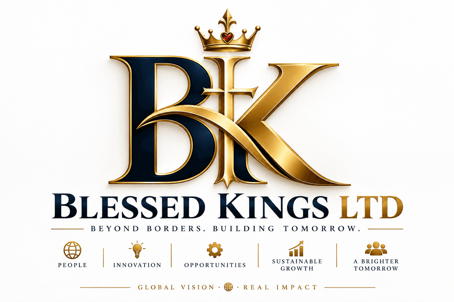BlessedKings Ltd gold and navy logo